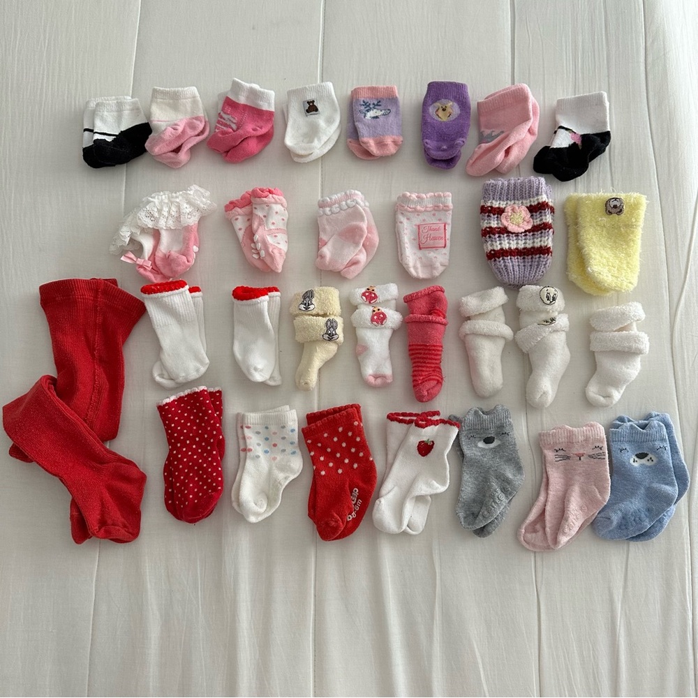 Assorted 29 Pairs Baby Socks Set - Multicolor + 1 winter tights